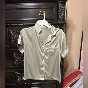 Silky Short Sleeve Button-Up Shirt